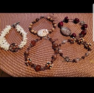Natural stone and glass bracelets, silver plated